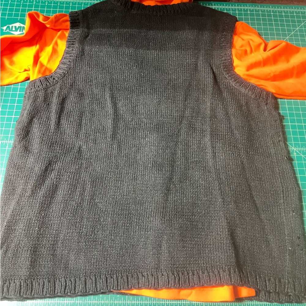 Ugly Halloween Vest Turtleneck Owl Leaf Orange Black Leaves Red Yellow Green - Picture 10 of 12